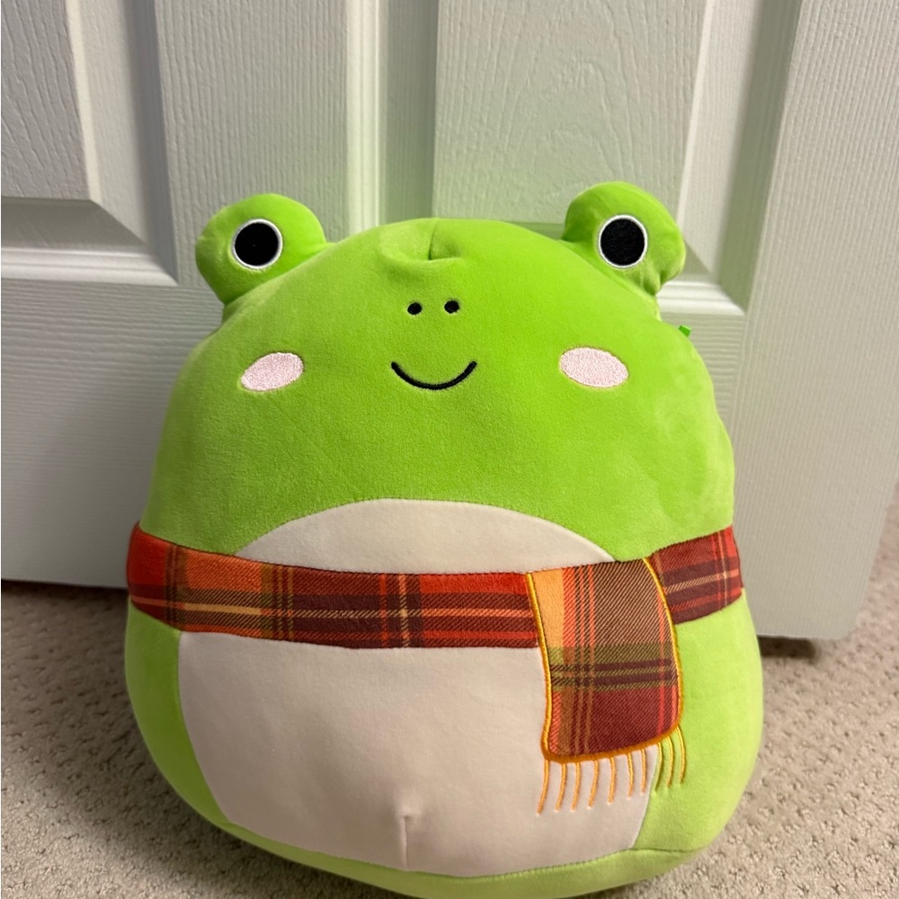 Cute Green Frog SQUISHMALLOW with Scarf
